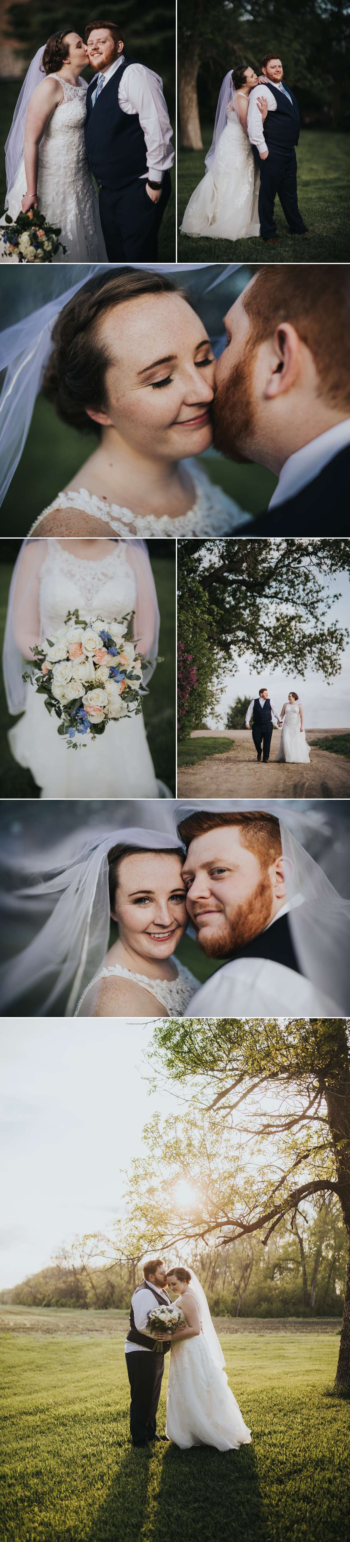 Sunset Bride and Groom couple portraits at Romantic Moon Event Center