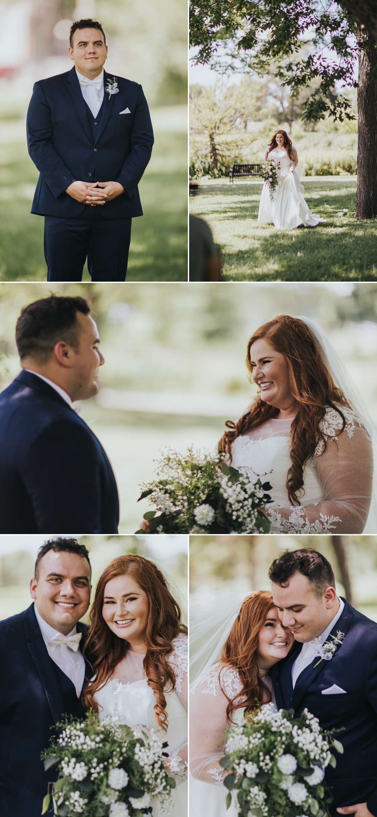 The bride and groom's first look